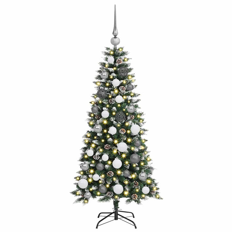 VidaXL künstlicher Weihnachtsbaum mit 150 LEDs grün, 120 cm PVC und Kunststoff und Stahl