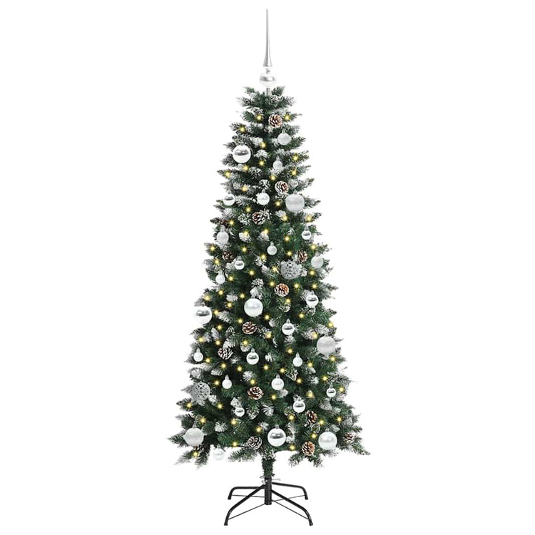 VidaXL künstlicher Weihnachtsbaum mit 150 LEDs grün, 150 cm PVC und Kunststoff und Stahl