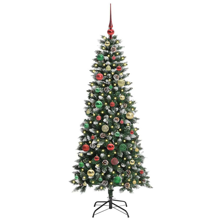 VidaXL künstlicher Weihnachtsbaum mit 150 LEDs grün, 150 cm PVC und Kunststoff und Stahl