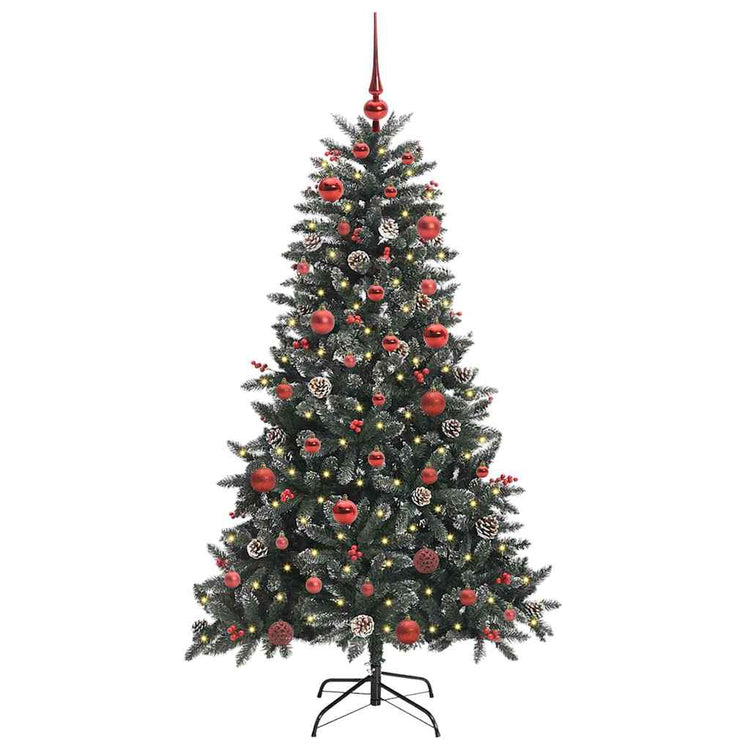 VidaXL künstlicher Weihnachtsbaum mit 150 LEDs grün, 150 cm PVC und Kunststoff und Stahl