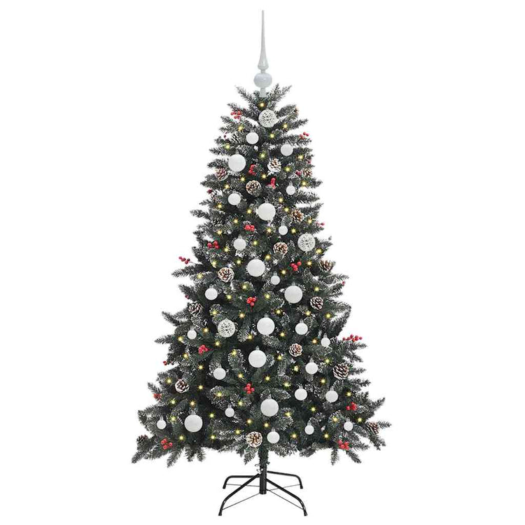 VidaXL künstlicher Weihnachtsbaum mit 150 LEDs grün, 150 cm PVC und Kunststoff und Stahl