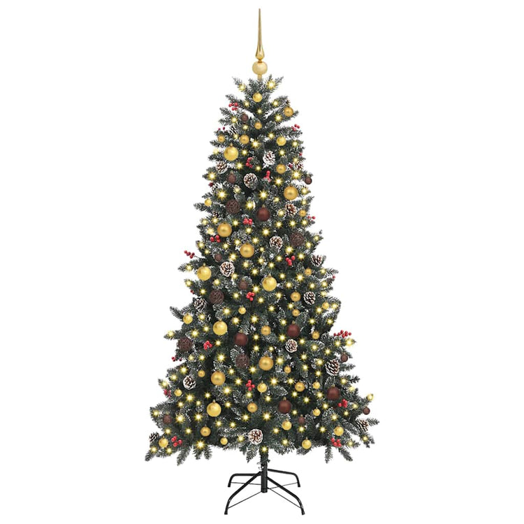 VidaXL künstlicher Weihnachtsbaum mit 300 LEDs grün, 210 cm PVC und Kunststoff und Stahl