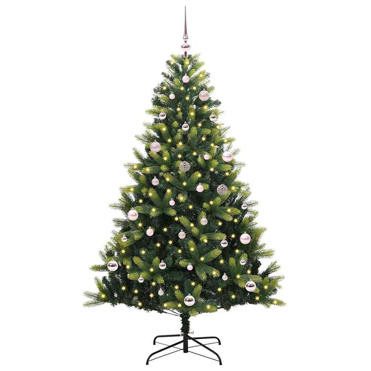 VidaXL künstlicher Weihnachtsbaum mit Scharnier 150 LEDs grün 150 cm PVC und PE