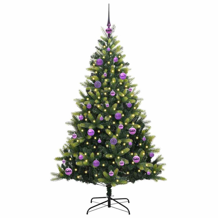 VidaXL künstlicher Weihnachtsbaum mit Scharnier 150 LEDs grün 150 cm PVC und PE