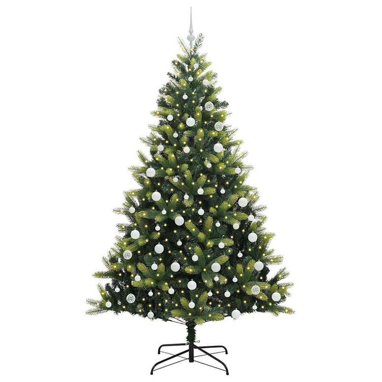 VidaXL künstlicher Weihnachtsbaum mit Scharnier 300 LEDs grün 210 cm PVC und PE
