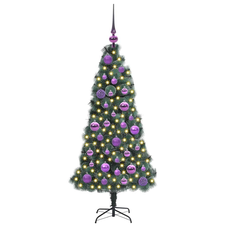 Vidaxx künstlicher Weihnachtsbaum mit Lichtern und Kugelset grün 120 cm Kappe