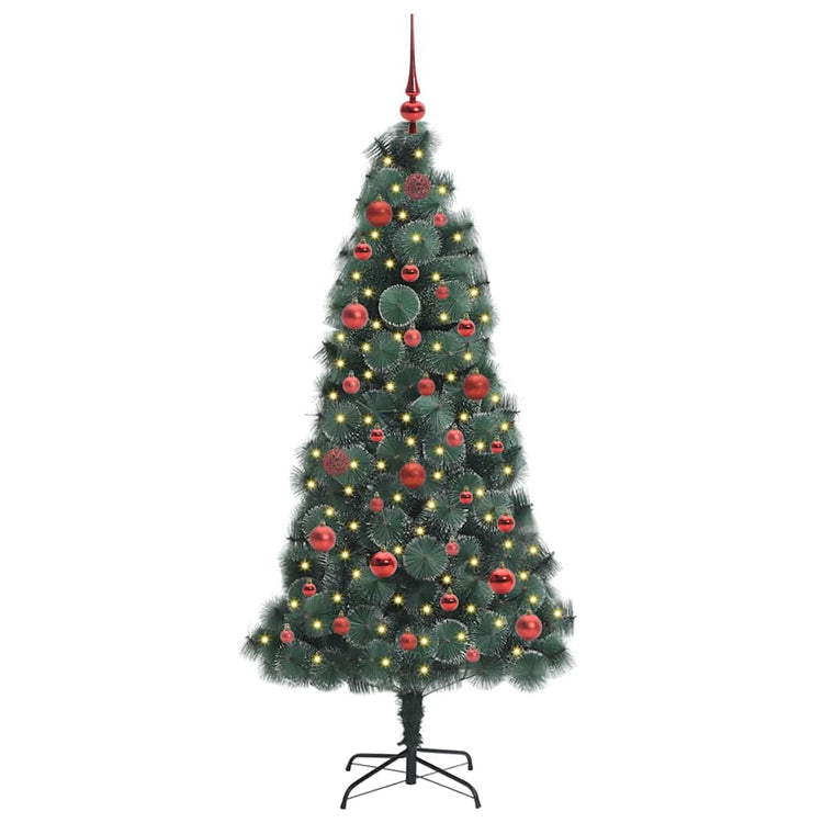 Vidaxx künstlicher beleuchteter Weihnachtsbaum mit Kugelset grün 150 cm