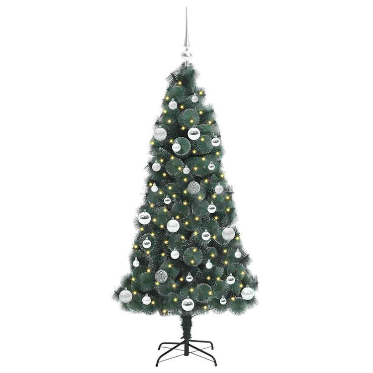 Vidaxx künstlicher beleuchteter Weihnachtsbaum mit Kugelset grün 150 cm