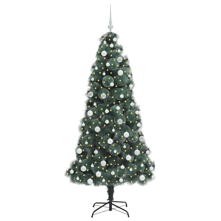 Vidaxx künstlicher Weihnachtsbaum mit Beleuchtung und Kugelset grün 180 cm Kappe