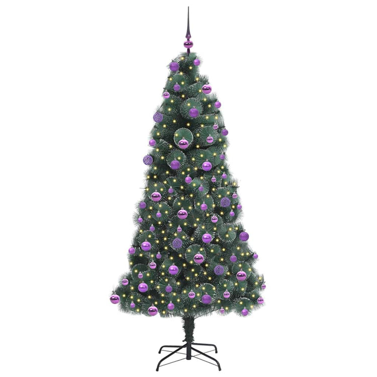 Vidaxx künstlicher Weihnachtsbaum mit Beleuchtung und Kugelset grün 210 cm Kappe