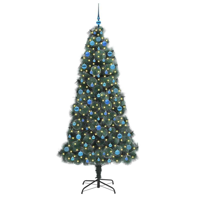 Vidaxx künstlicher beleuchteter Weihnachtsbaum mit Kugelset grün 210 cm