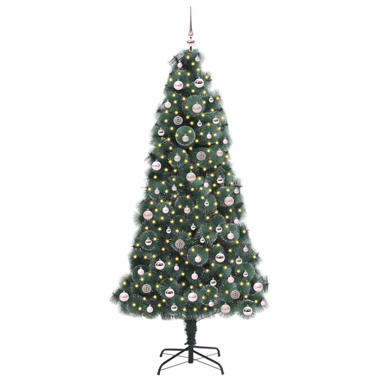 Vidaxx künstlicher Weihnachtsbaum mit Beleuchtung und Kugelset grün 240 cm Kappe