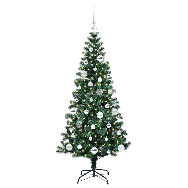 Vidaxx künstlicher beleuchteter Weihnachtsbaum grün 150 cm PVC und Metall