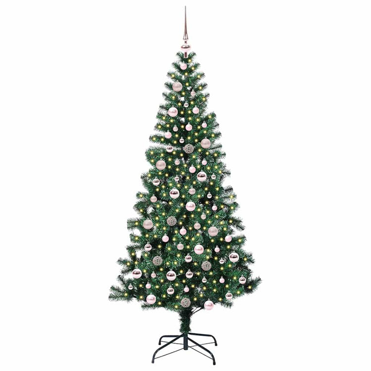 Vidaxx künstlicher beleuchteter Weihnachtsbaum grün 210 cm PVC und Metall