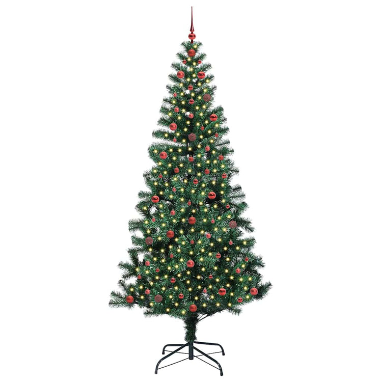 Vidaxx künstlicher beleuchteter Weihnachtsbaum grün 240 cm PVC und Metall