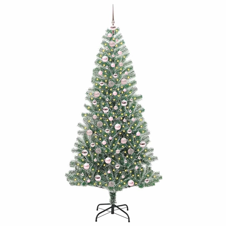 Vidaxx künstlicher Weihnachtsbaum Schnee geflochten mit LED-Licht 210 cm