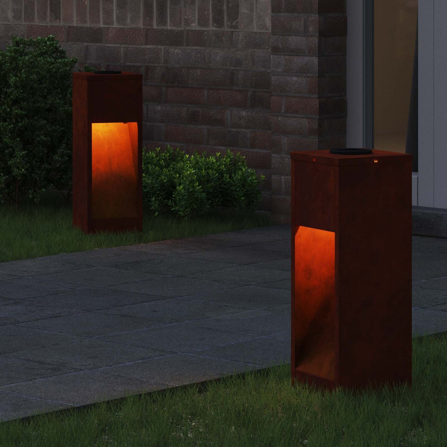 Vidaxl Solar-LED-Wegbeleuchtung 2 Stück bronzefarbener Cortenstahl