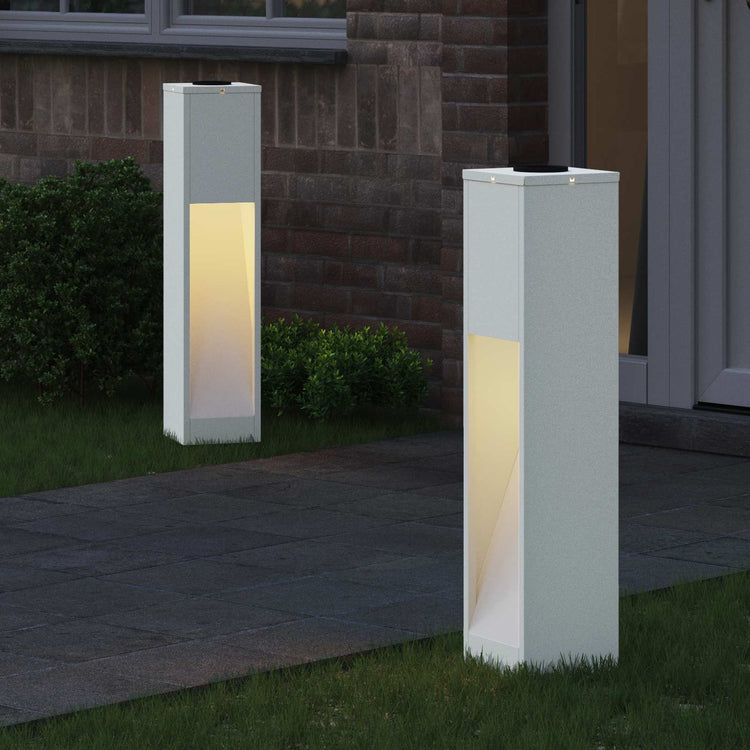 Vidaxxl Solar-LED-Wegbeleuchtung, 2 Stück, weißer kaltgewalzter Stahl