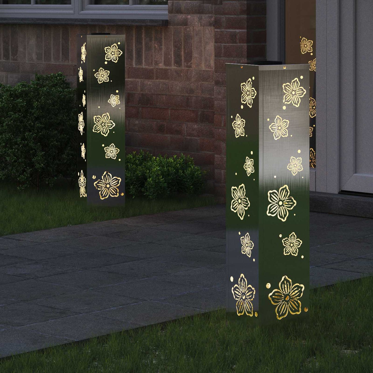VidaXL Solar-LED-Wegeleuchte 2 Stk. Silber Edelstahl