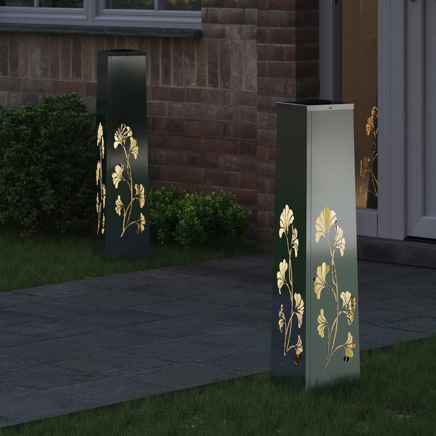 VidaXL Solar-LED-Wegeleuchte 2 Stk. Silber verzinkter Stahl