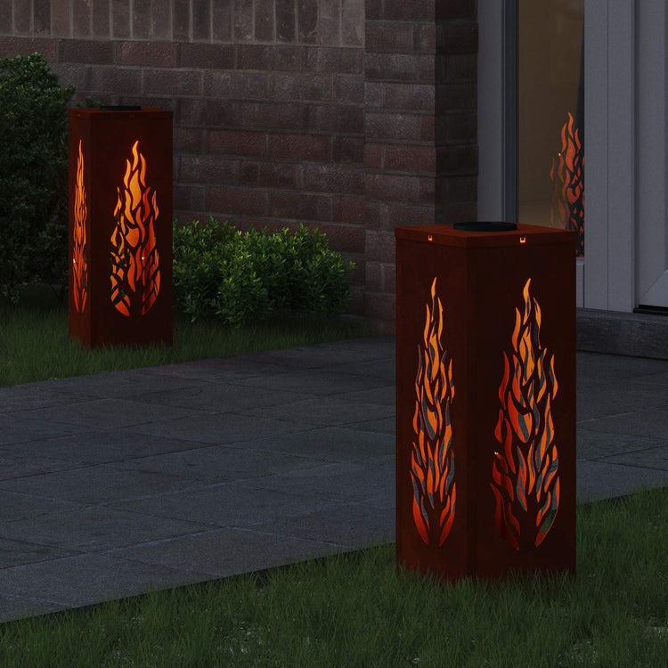 VidaXL Solar-LED-Wegeleuchte 2 Stück bronzefarbener Cortenstahl