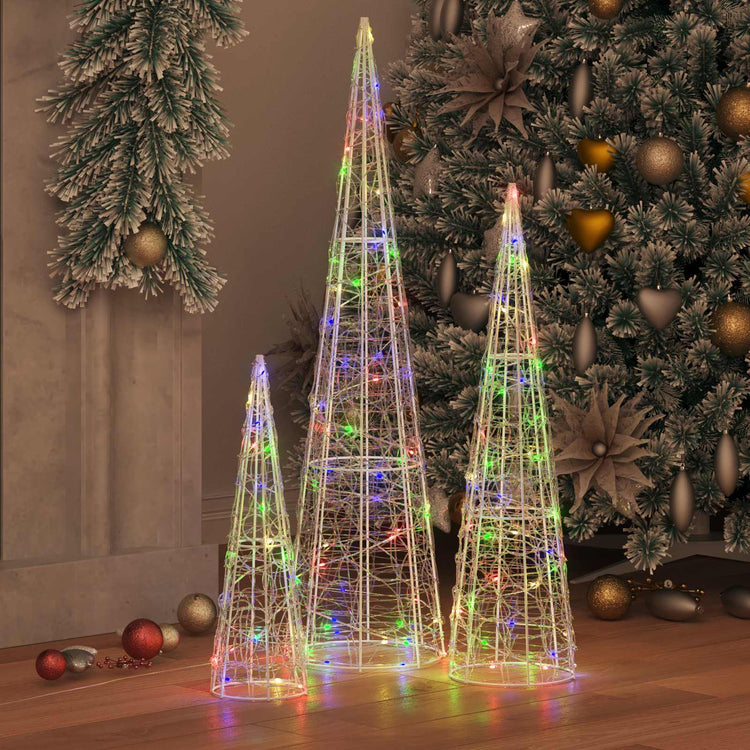 Vidaxx Weihnachtsbaum mit 90 LED 3 Stück mehrfarbig 20 x 20 x 80 cm Acryl