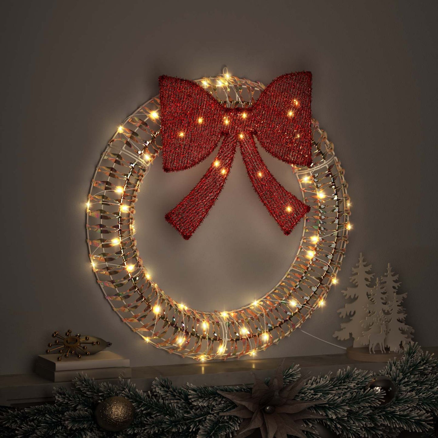 Vidaxx Kranz mit 60 LED warmweiß 76 x 76 x 8 cm Haustier