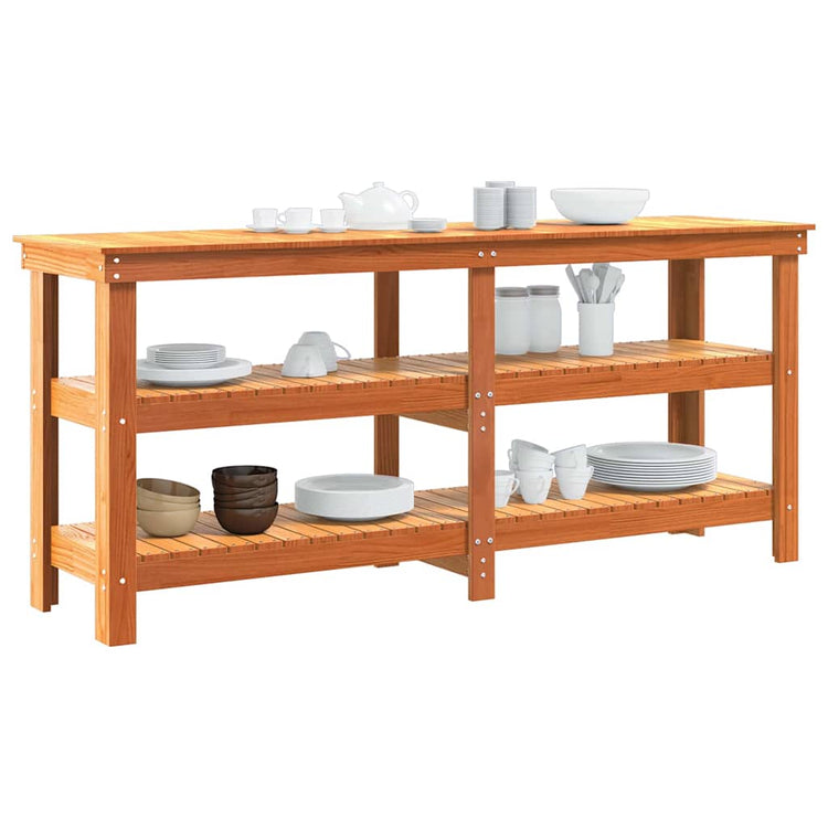 Vidaxx Werkbank Waschbraun 181,5 x 50 x 80 cm massives Kiefernholz