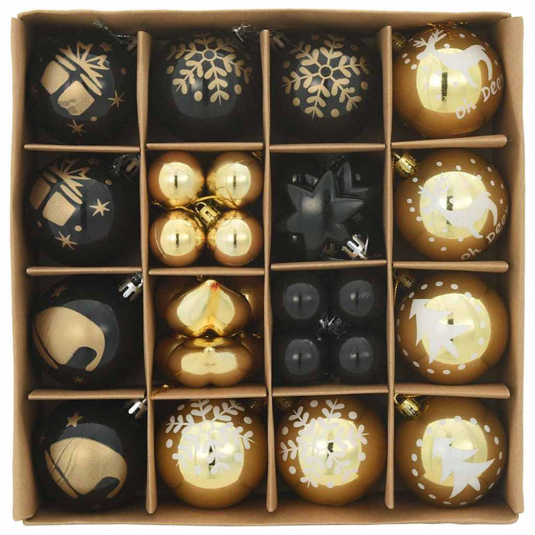 VidaXL Weihnachtskugel-Set 40-teilig aus schwarzem und goldenem Kunststoff