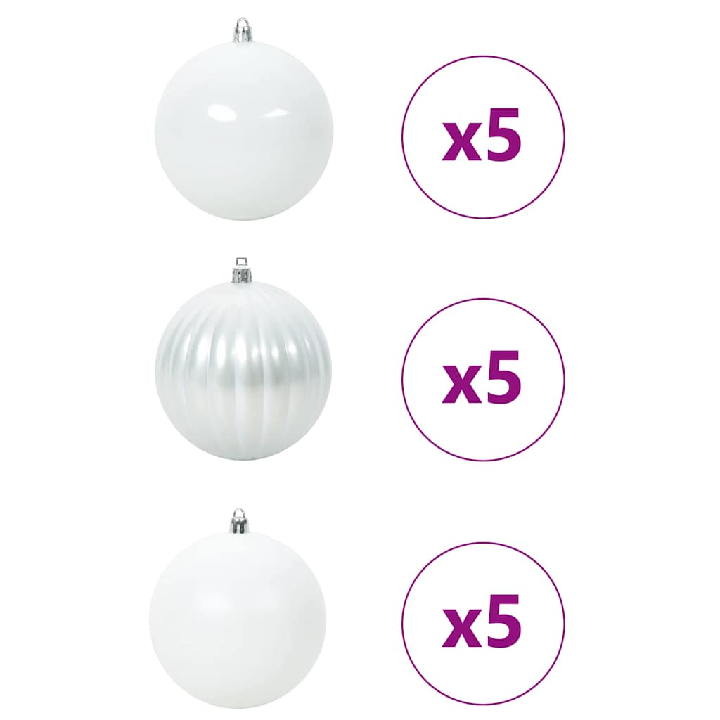 Vidaxl Weihnachtskugel-Set XL 15-teilig aus weißem Kunststoff