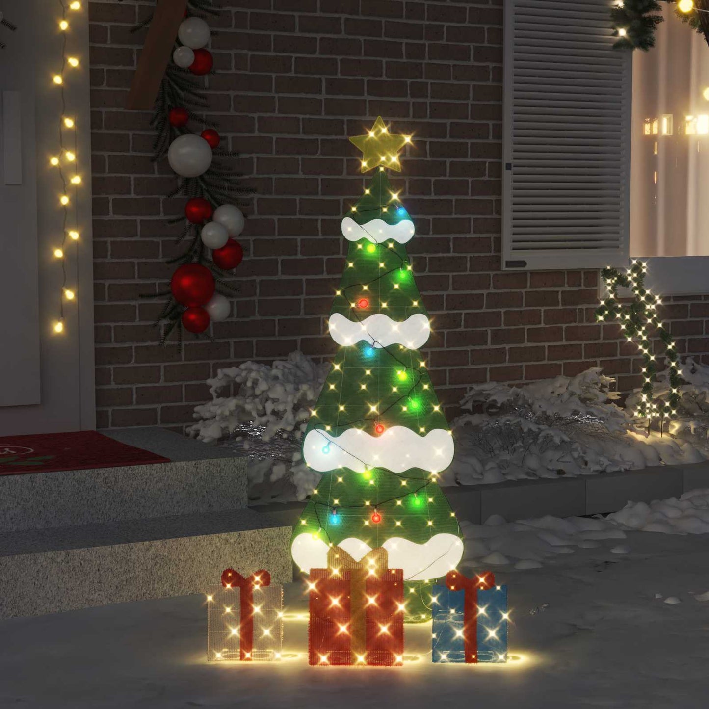 VidaXL beleuchteter Weihnachtsbaum mit 3 Geschenkboxen 2D warmweiß 150 cm