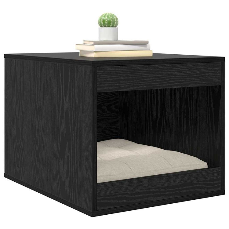 Vidaxxl Katzentoilette-Zaun schwarze Eiche 47 x 59 x 42 cm verarbeitetes Holz