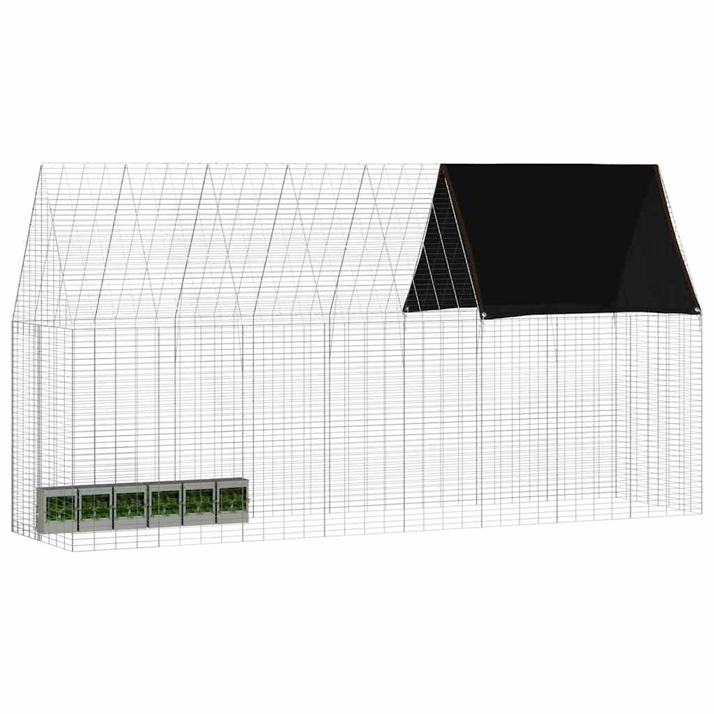 Vidaxl Kaninchenkäfig Silber 400 x 100 x 210 cm verzinkter Stahl
