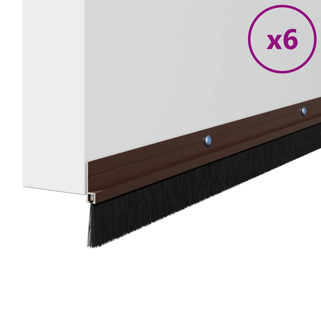 Vidaxl schraubbare Türbürstenverschlüsse 6 Stück braun 100 cm