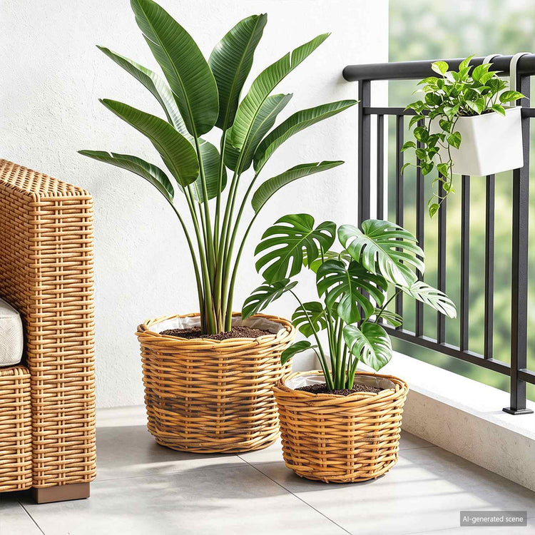 Vidaxl Blumentopfkorb mit Stauraum, 2 Stück, braunes Kubu-Rattan