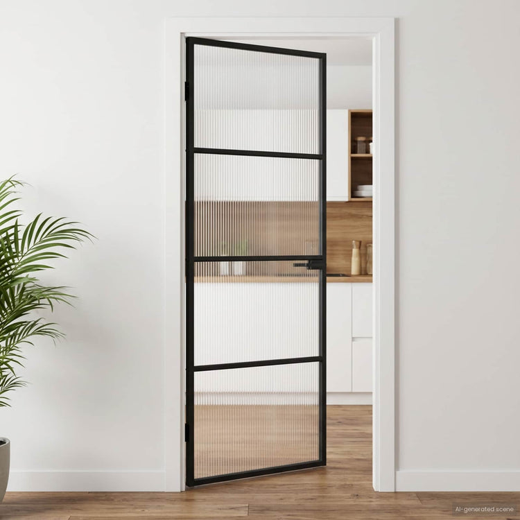 Vidaxx-Haustür 76 x 201,5 x 3,5 cm aus Aluminium und gehärtetem Glas
