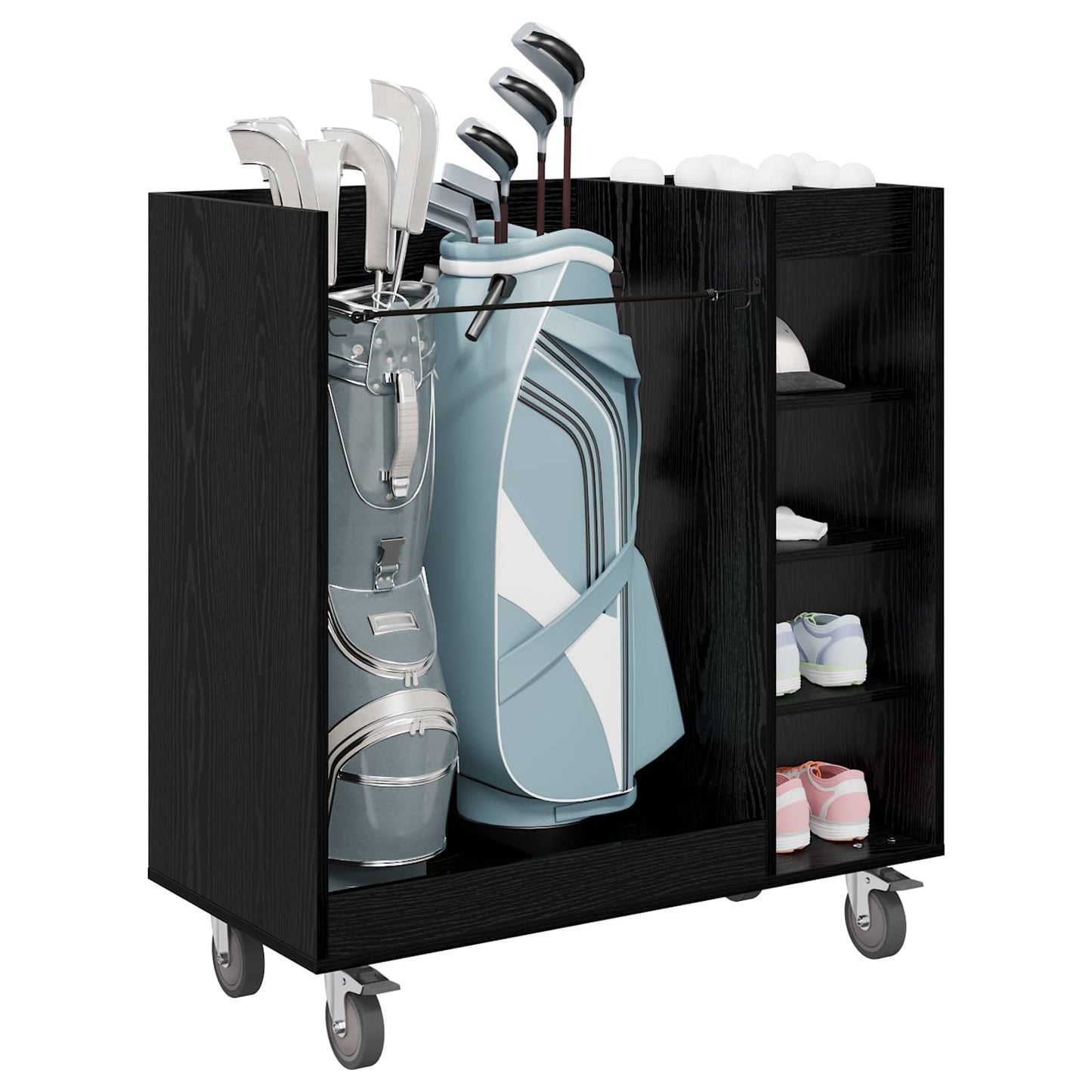 Vidaxx Golfschrank mit Rad schlichte schwarze Eiche 90 x 45 x 98 cm