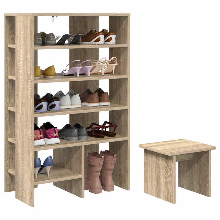 VidaXL Schuhschrank mit Regal 2 Stück Sonoma-Eiche lackiertes Holz