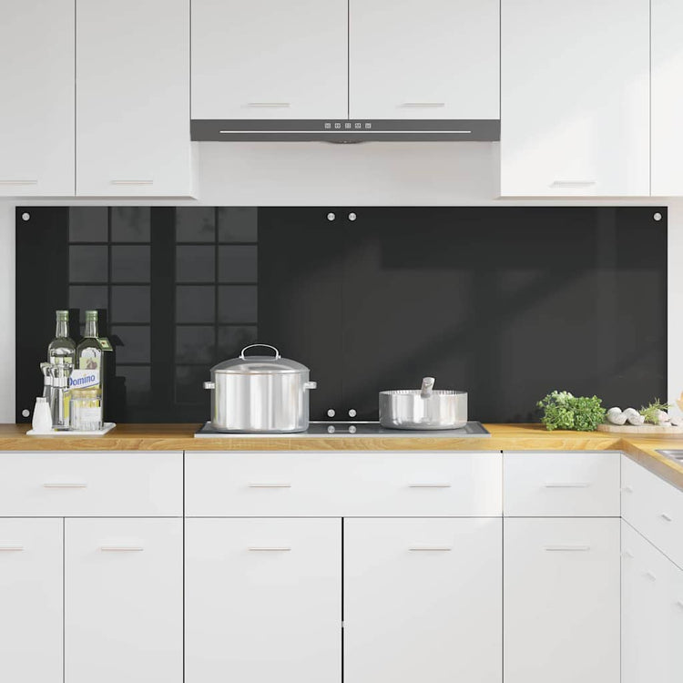 VidaXL kitchen back wall 2 pcs black 90 x 60 cm tempered glass
