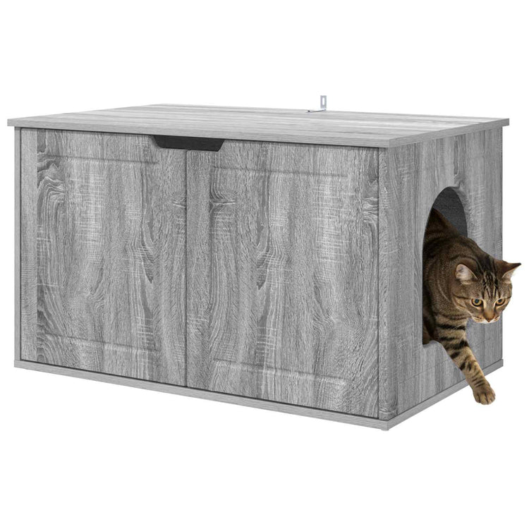 Vidaxl Katzenhaus Sonoma grau 85 x 55 x 50,5 cm fertiges Holz