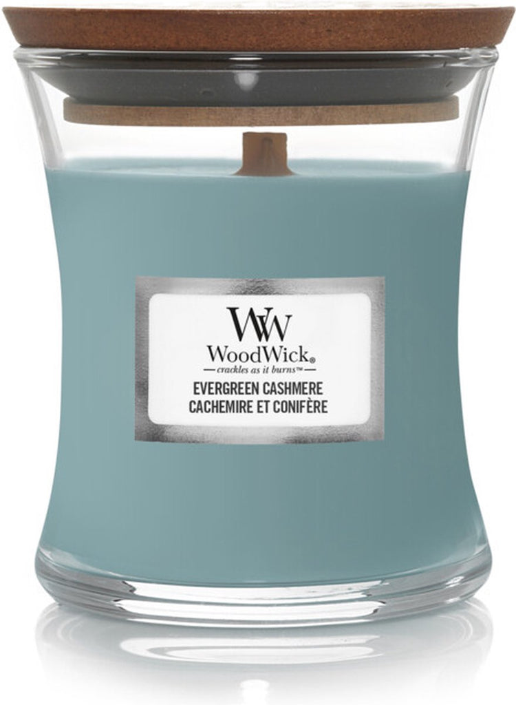 Woodwick Duftkerze Minikerze – immergrüner Kaschmir – 20 Brennstunden – 85 g – 8 cm ø 7 cm