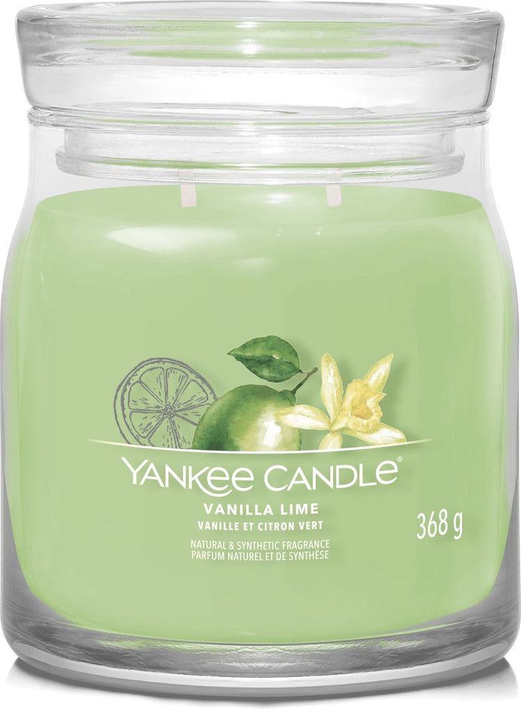 Yankee Candle – Vanille-Limetten-Duftkerze mittelgroß – 50 Brennstunden – 2 Dochte