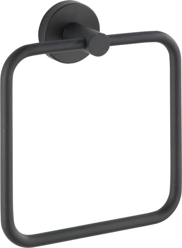 Wenko Handtuchring Bosio Edelstahl schwarz matt 16x18cm - Handtuchhalter