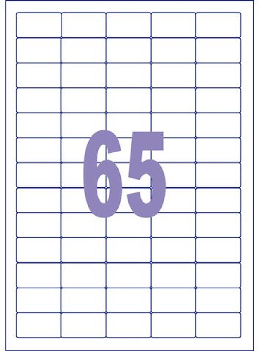 Kangaro-Etikett – Tintenstrahl-Laserkopie – 38,1 x 21,2 mm – Schachtel mit 25 Blatt – 65 Aufkleber pro Blatt – k-3821-25