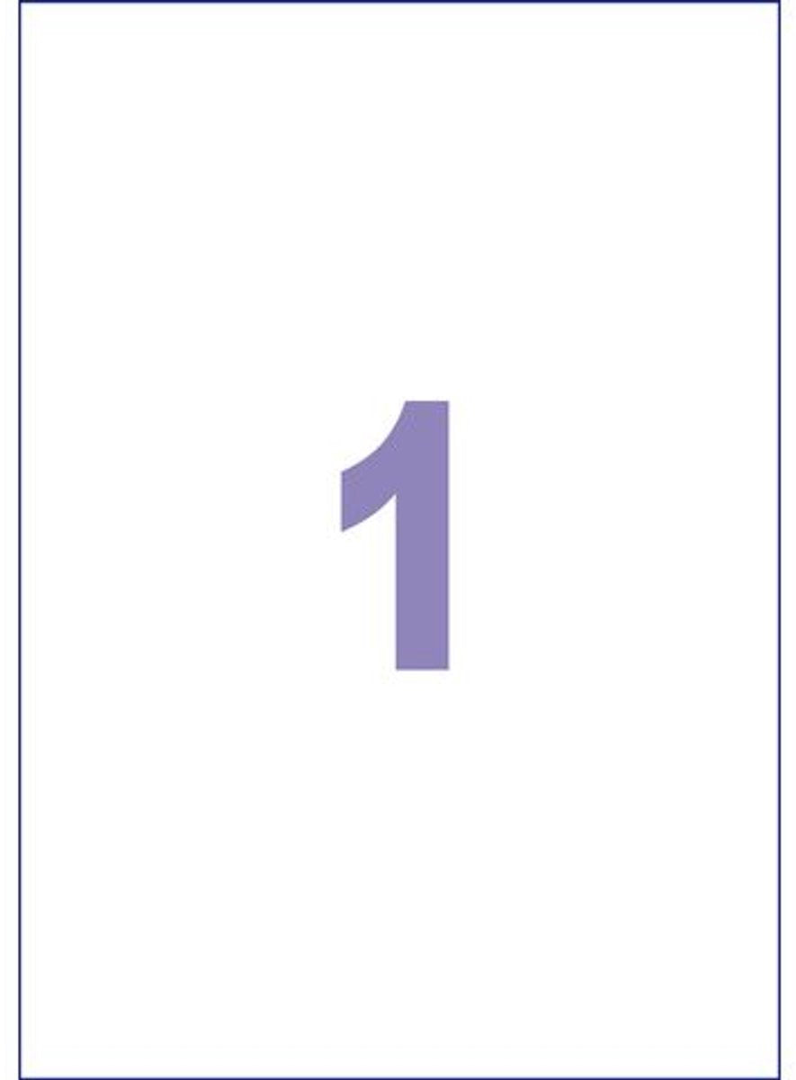 Kangaro-Etiketten – Universal – Inkjet-Laserkopie 210 x 297 mm – 25 Blatt – 1 Aufkleber pro Blatt – k-210297-25