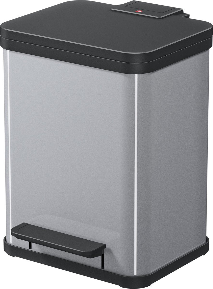 Hailo Hailo Oko Duo plus M Pedal Eimer 2x9l Silber Schwarz