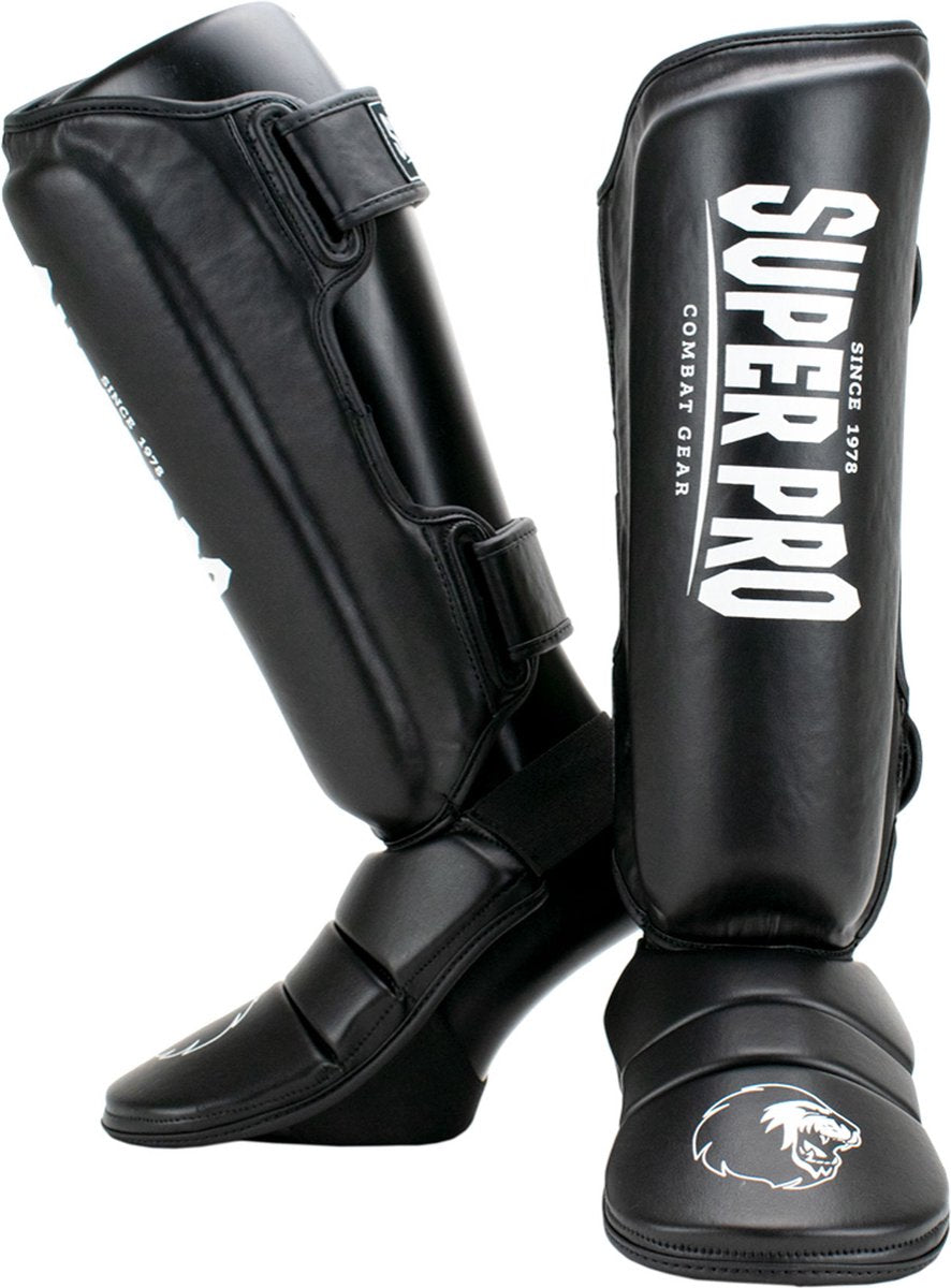 Super Pro Combat Gear Schienbeinschutz, schwarz und weiß, klein