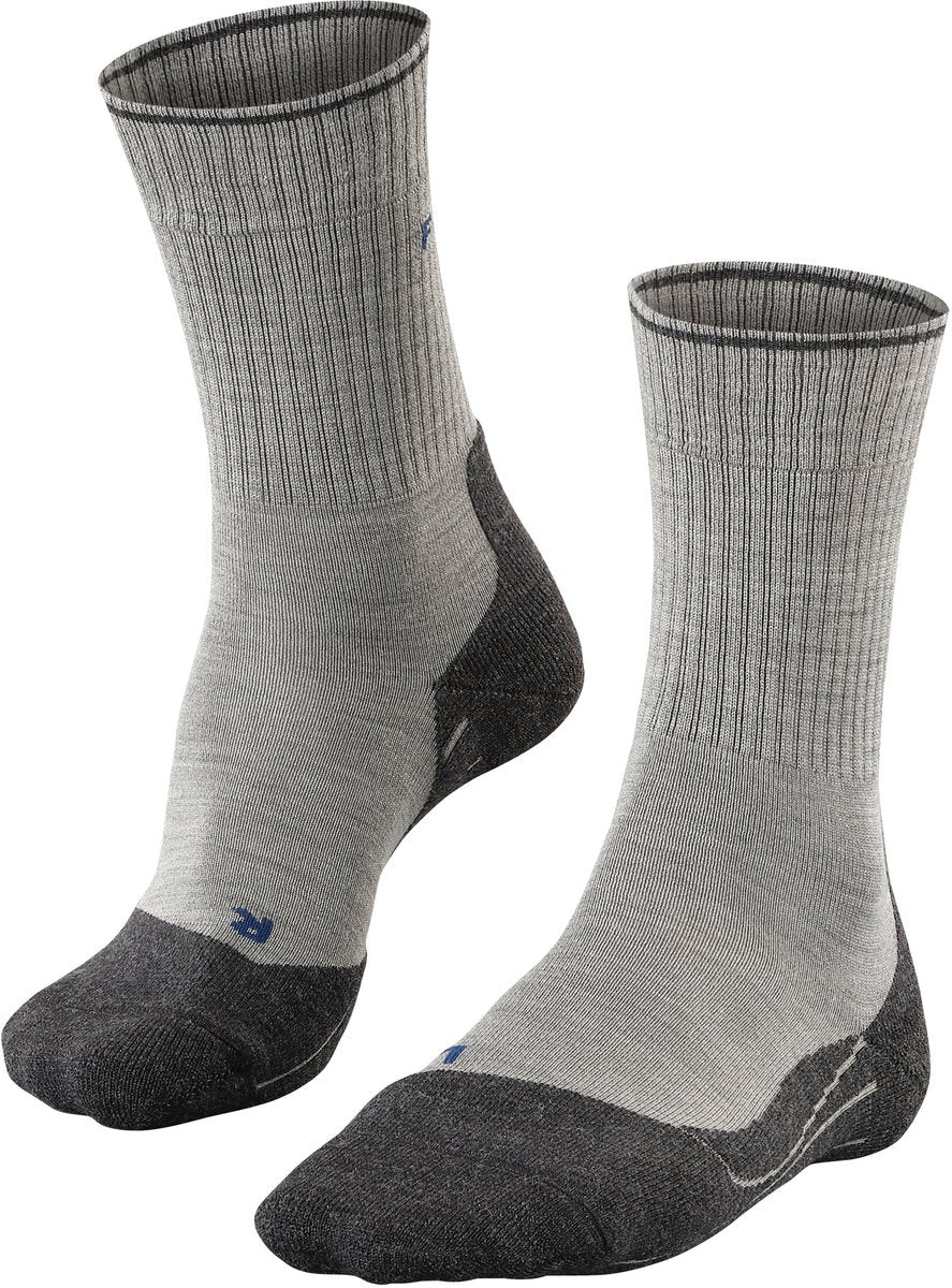 Falke TK2 Explore Wool Silk Medium Wattierung Wolle Funktionsmaterial Wandersocken Damen Grau – Größe 35-36