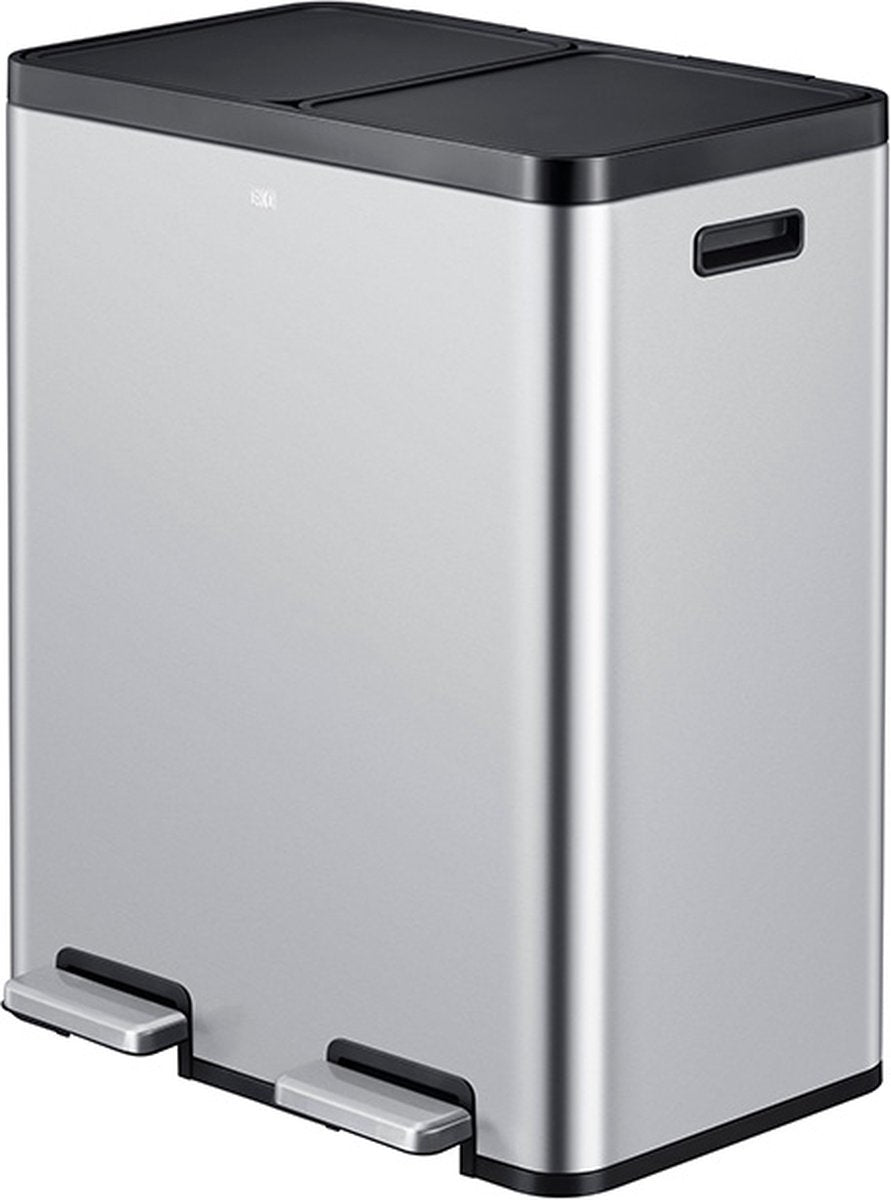 Eko - Essential 1 Recycler Treteimer 30+30 Liter - Edelstahl Kunststoff - mattierter Edelstahl - Abfalleimer
