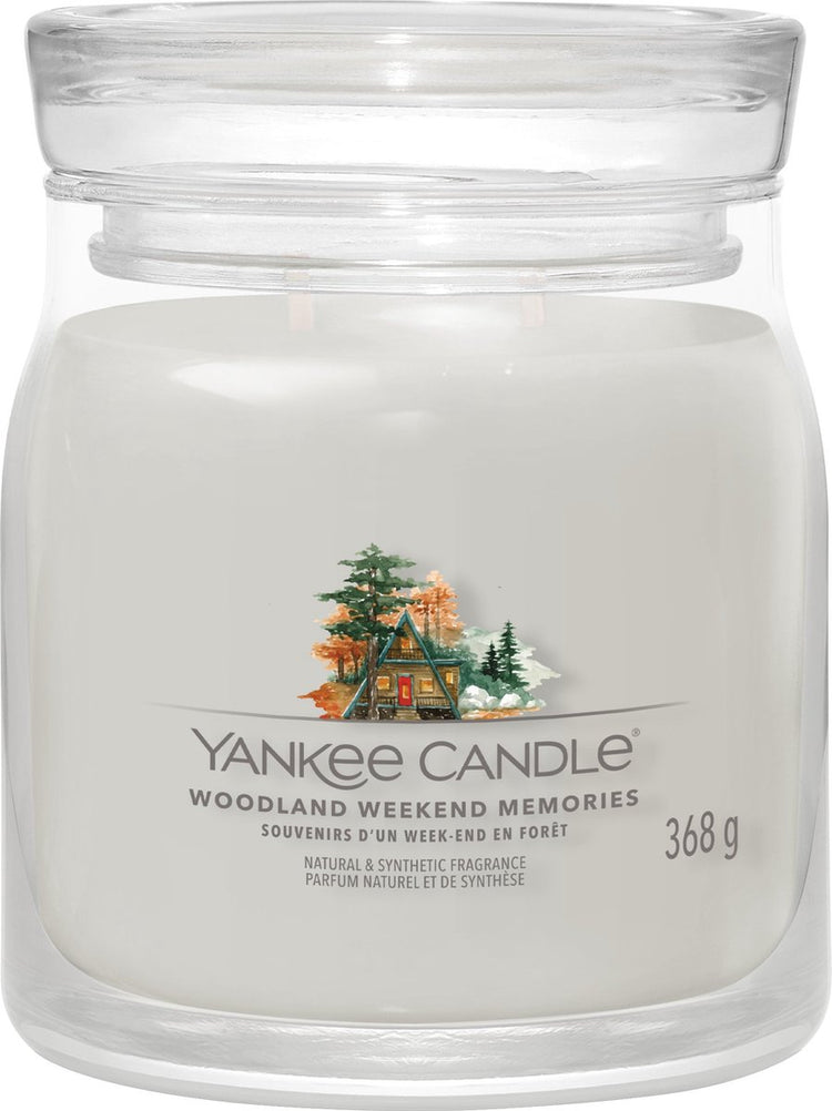 Yankee Candle – Woodland Weekend Memories, mittelgroße Duftkerze – 50 Brennstunden – 2 Dochte